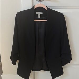 H&M Black Blazer Modern Relaxed Fit Open Front